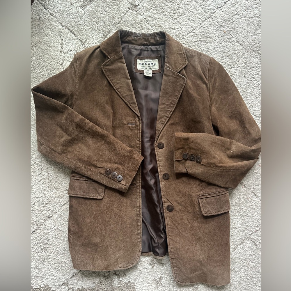 Sonoma Chocolate Brown Leather/Suede Jacket/Blazer